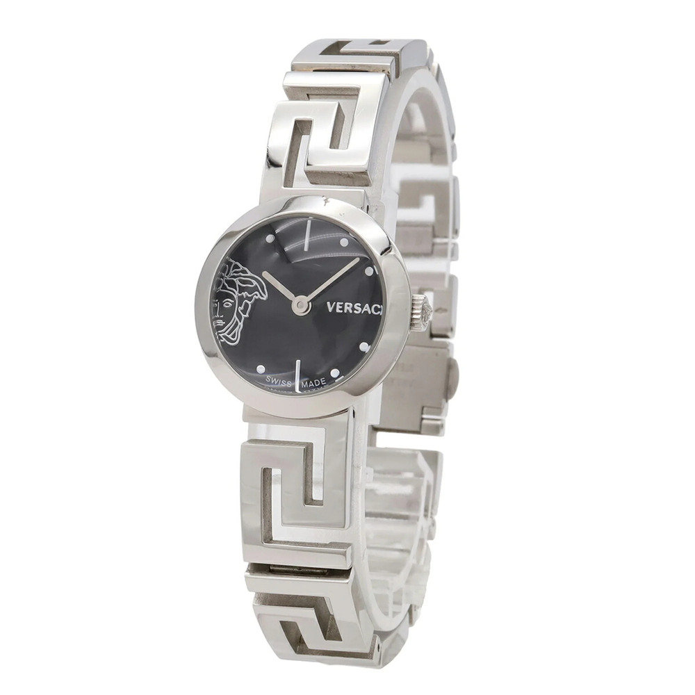 VERSACE Meandros Medusa Black Dial Stainless Steel Women's Quartz Watch QSQ99